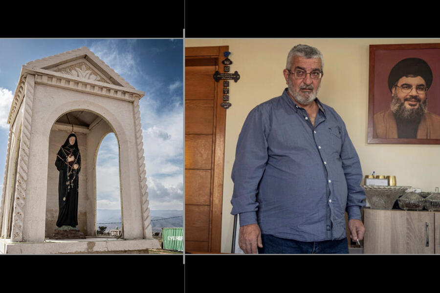 Izq.: un santuario dedicado a Santa Rafqa en Ras Baalbek | Der.: el entrevistado Rifaat Nasrallah (Fotos: Simon Townsley)  
